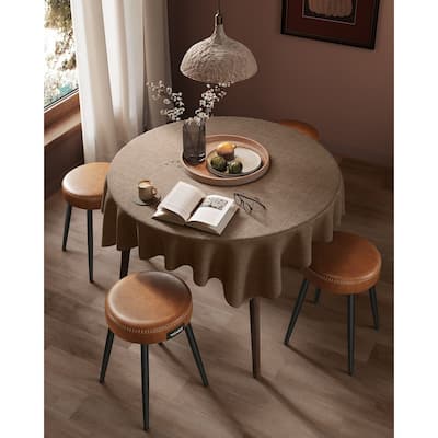 Mid-Century Modern Dining Stools, Synthetic Leather with Stitching - 20.3"D x 20.3"W x 30"H
