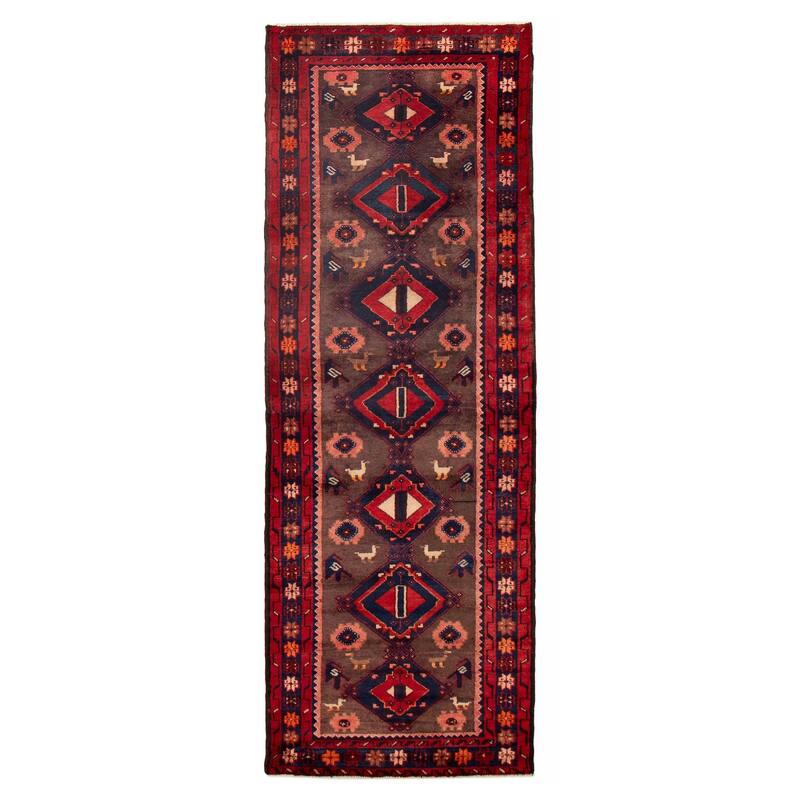 ECARPETGALLERY Hand-knotted Anadol Brown, Red Wool Rug - 3'7 x 10'0 - Brown/ Red - 3'7 x 10'0