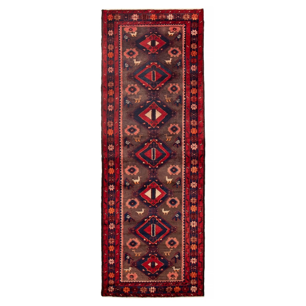 ECARPETGALLERY Hand-knotted Anadol Brown, Red Wool Rug - 3'7 x 10'0