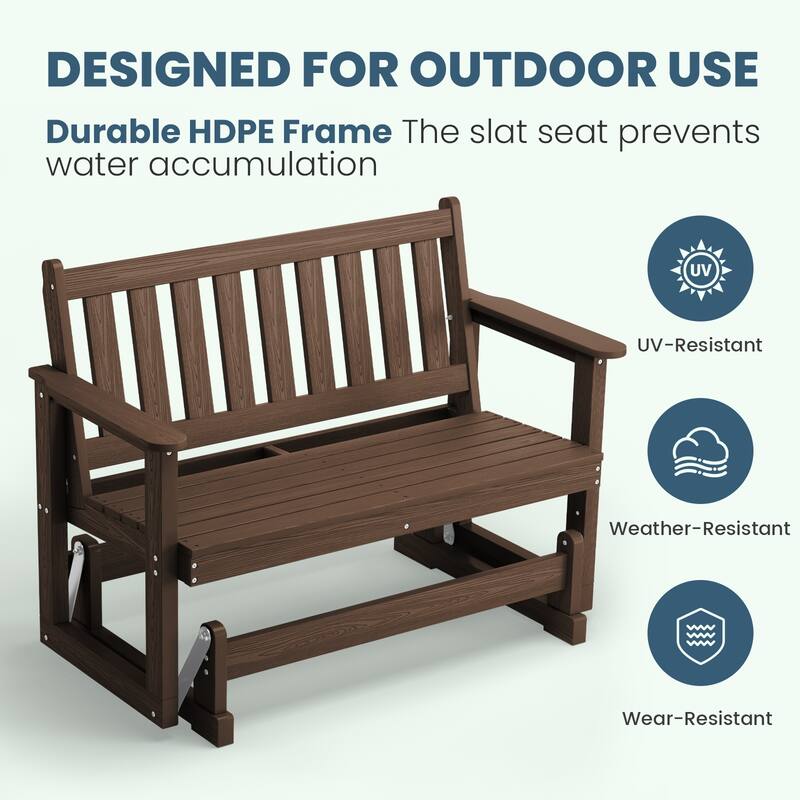 Outdoor Patio HDPE Glider Bench, Garden Rocking Bench