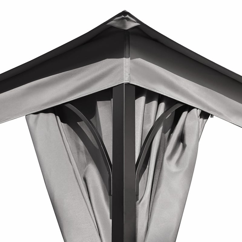 Outdoor Gazebo Tent with Double Roof, Mosquito Netting & Privacy Screens