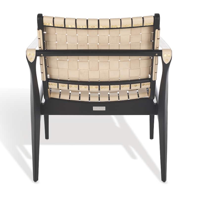 SAFAVIEH Couture Zenica Leather Safari Chair - 24.5" W x 30" L x 30" H - 25"W x 30"D x 30"H