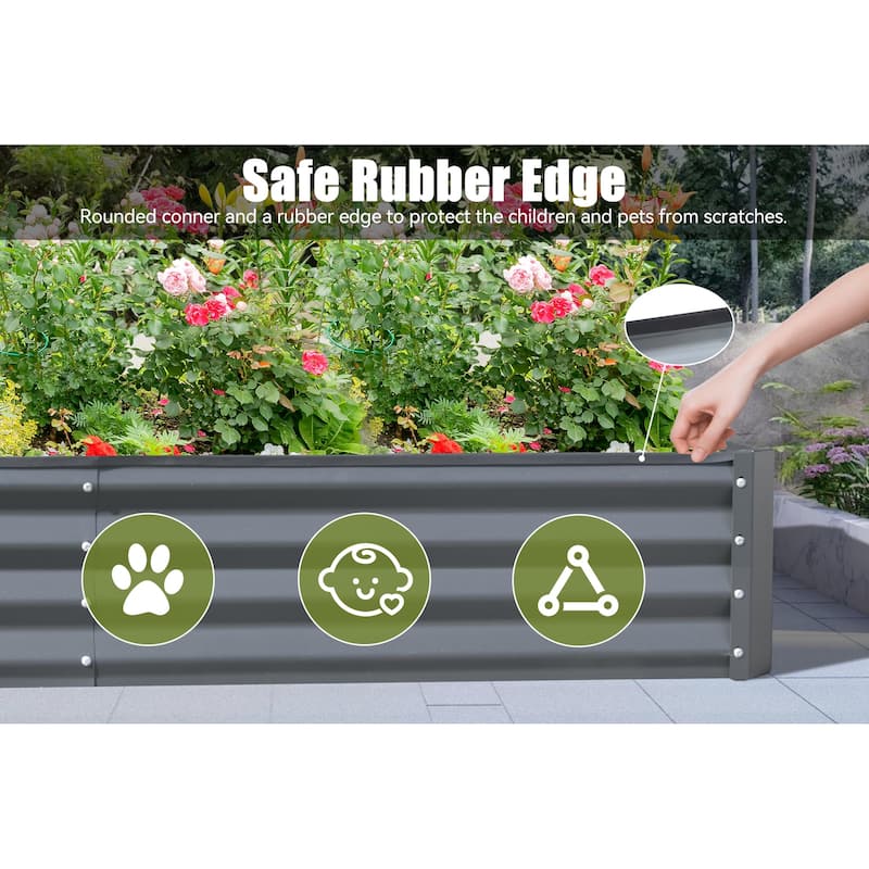 8x4x1 ft Galvanized Raised Garden Bed, Planter Garden Boxes Large Metal Planter Box for Gardening Vegetables Fruits Flowers