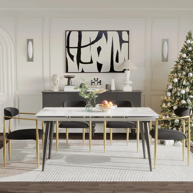 94.48" Rectangular Extendable Sintered Stone Dining Table