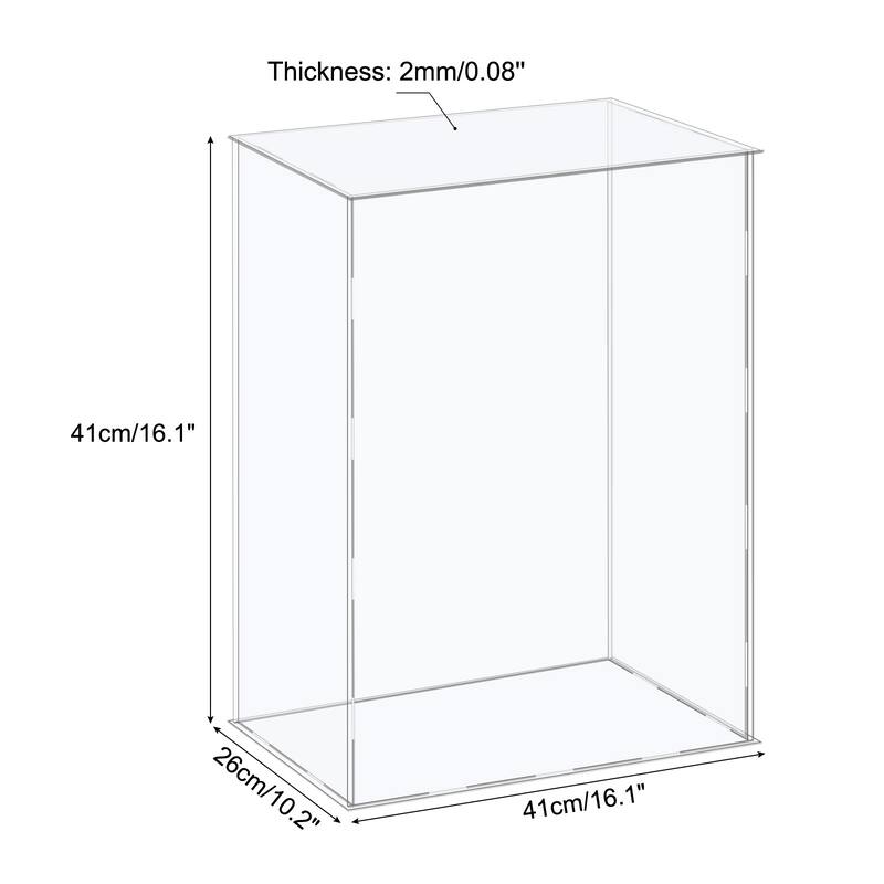 Acrylic Display Case Plastic Box Cube Storage Box Assemble Showcase - 16.1x10.2x16.1 Inch