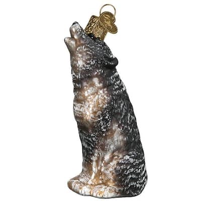 Old World Christmas Vintage Inspired Howling Wolf Holiday Ornament Glass - Gray