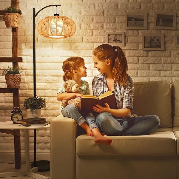 Wicker arc floor lamp discount