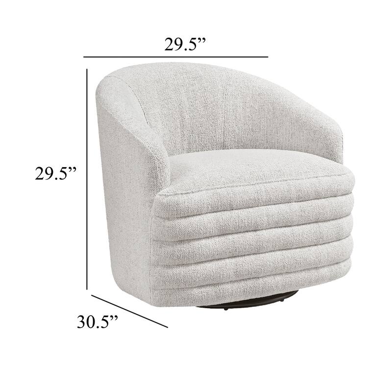Vinn Swivel Accent Armchair, Barrel Design, Beige Chenille Fabric