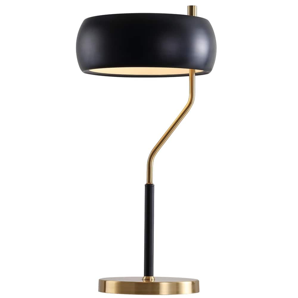 Lucius 22.5" Moody Metal LED Desk Lamp, Black/Brass Gold by JONATHAN Y
