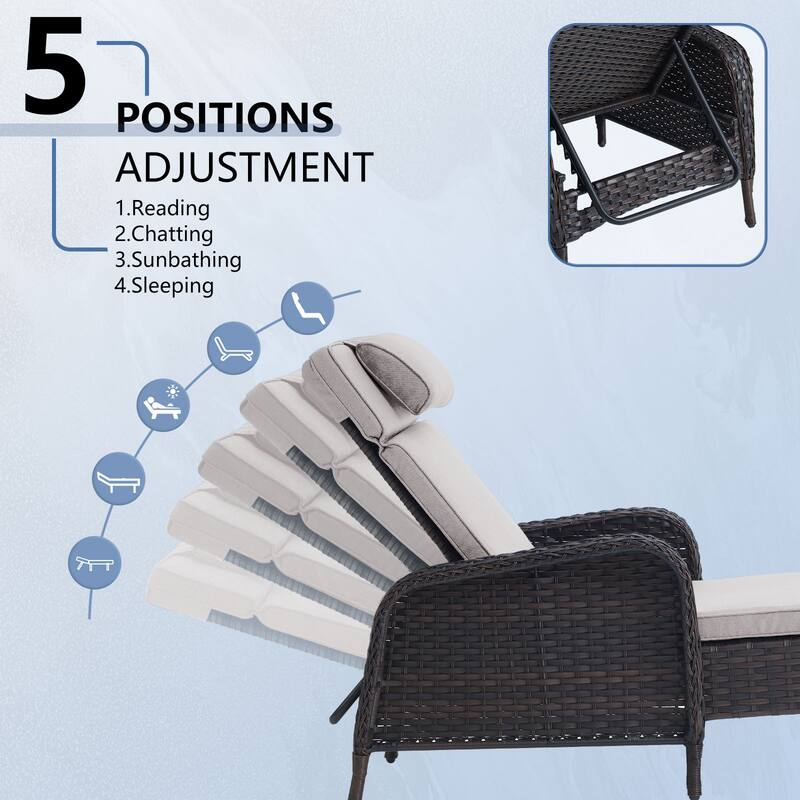 Patio Chaise Lounge with Cushion