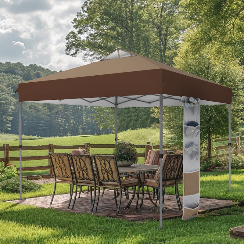10' x 10' Pop Up Outdoor Canopy Tent Commercial Instant Reinforce Canopies with Wheel Carry Bag & Storage Pocket