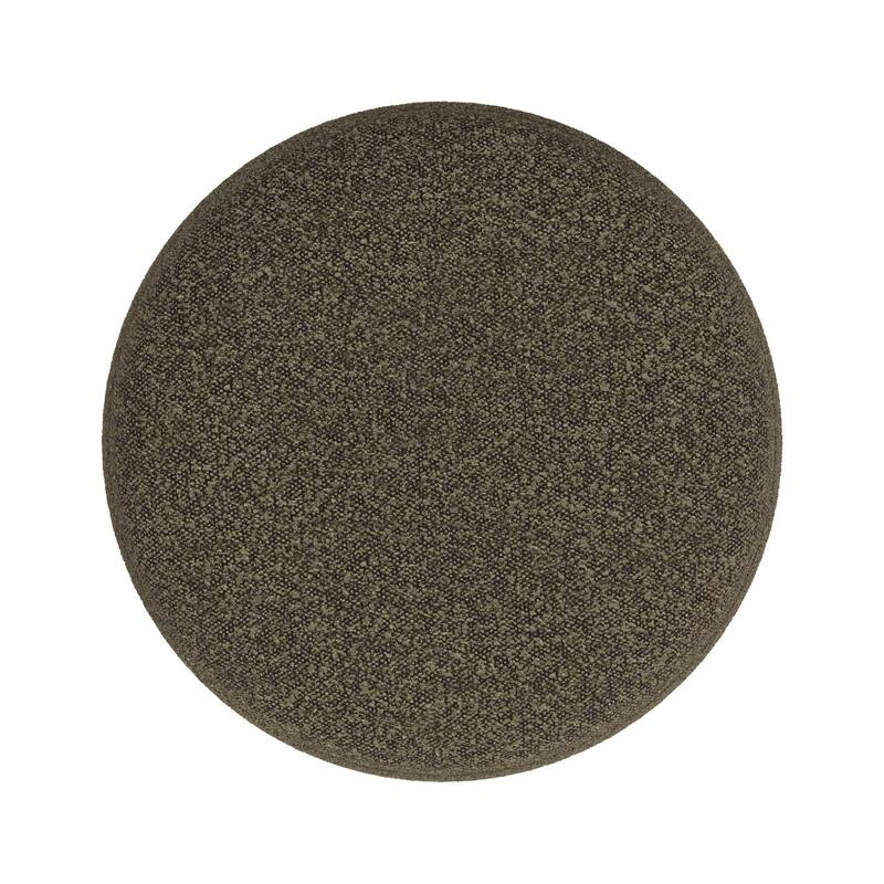Sem 18 Inch Dark Brown Channel-Stitched Boucle Round Accent Ottoman
