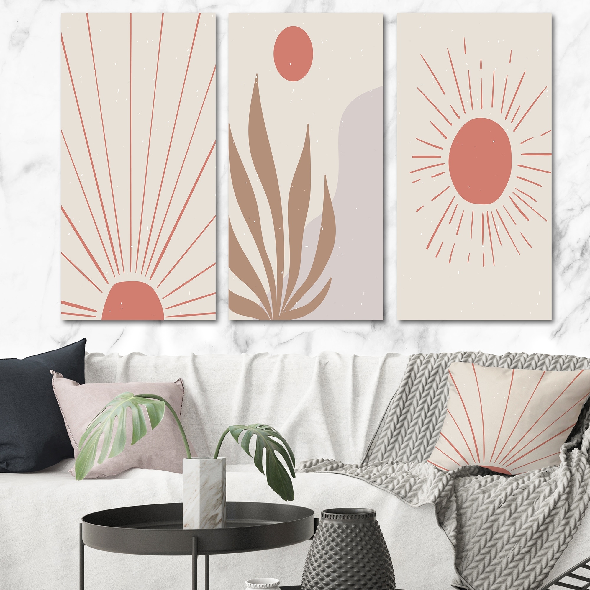 Designart Vintage Organic Shapes in Retro Colors IV - Mid-Century Modern Abstract Wall Art Print-image