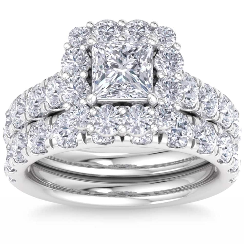 Bliss Diamond 5Ct Princess Cut Diamond Engagement Matching Wedding Ring Set Gold Lab Grown