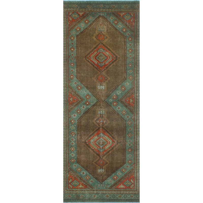 Fine Vintage Distressed Delphine Brown/Rust Runner - 4'1" x 10'10"