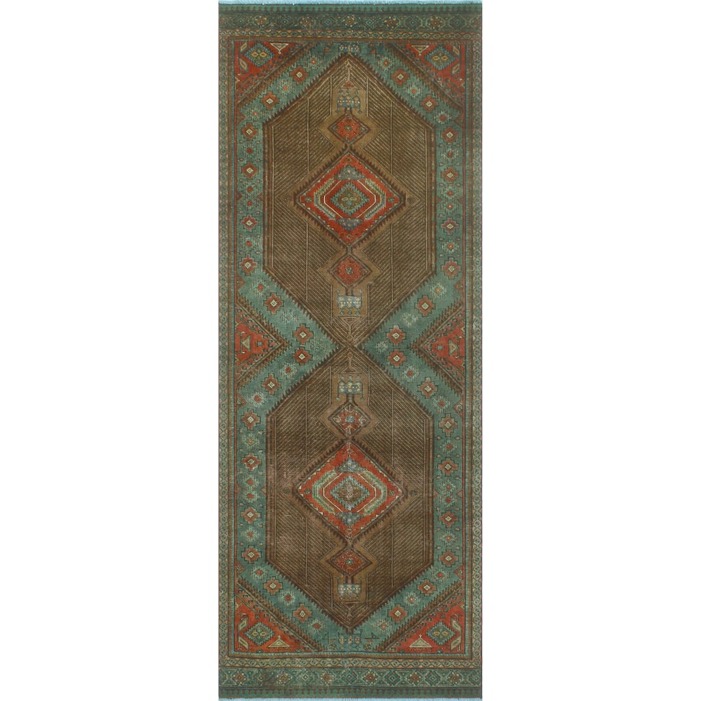 Fine Vintage Distressed Delphine Brown/Rust Runner - 4'1" x 10'10"