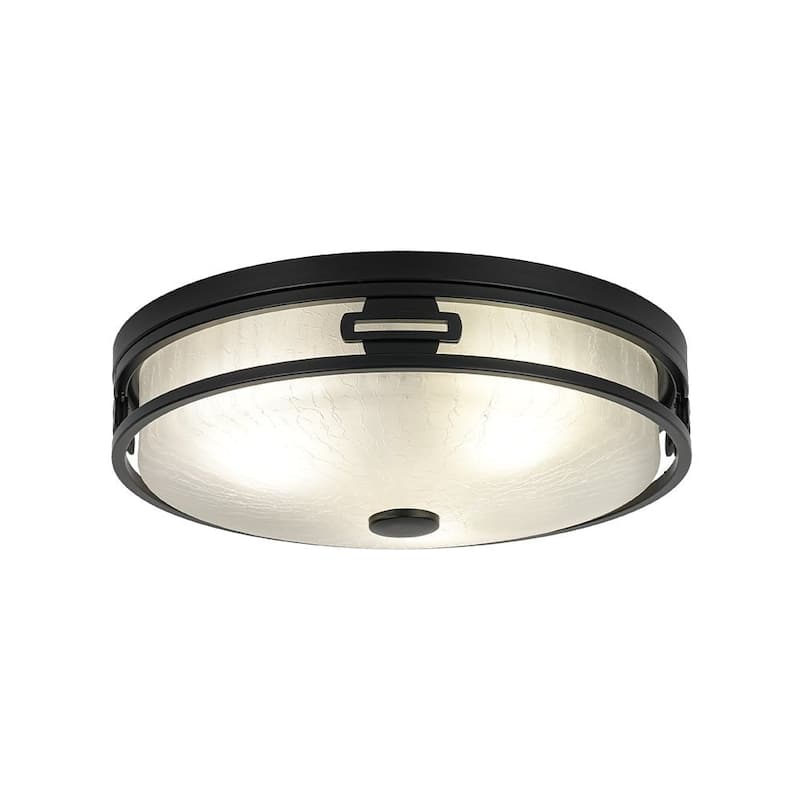 Modern Entryway Crackle Glass Round Flush Mount