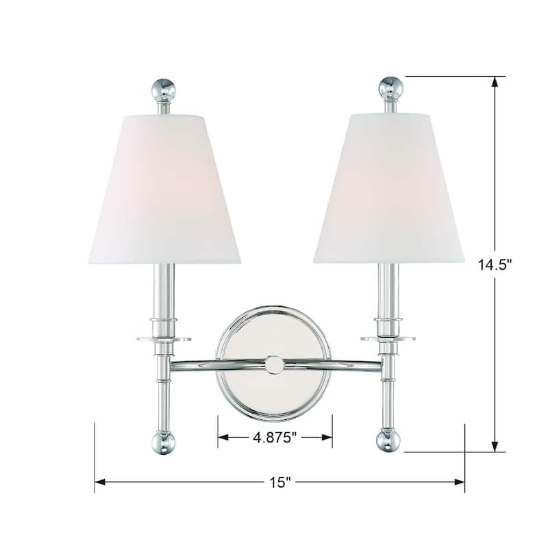 Riverdale 2 Light Polished Nickel Wall Mount - 15'' W x 14.5'' H x 7'' D