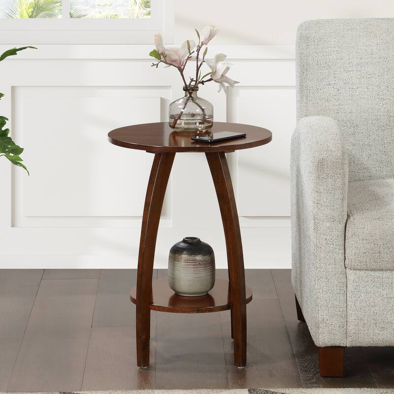 End Table with Shelf Solid Wood Two-Tier Storage Scandinavian Modern Design Accent Furniture for Stylish Interiors - 17.75