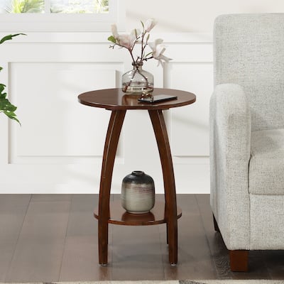 End Table with Shelf Solid Wood Two-Tier Storage Scandinavian Modern Design Accent Furniture for Stylish Interiors - 17.75