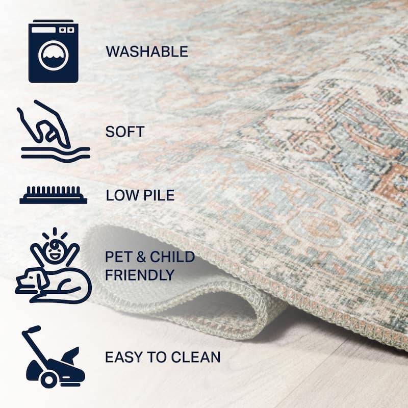 JONATHAN Y Bausch Distressed Medallion Chenille Machine-Washable Area Rug