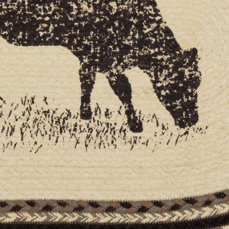 Sawyer Mill Charcoal Cow Jute Rug Oval w/ Pad 20x30