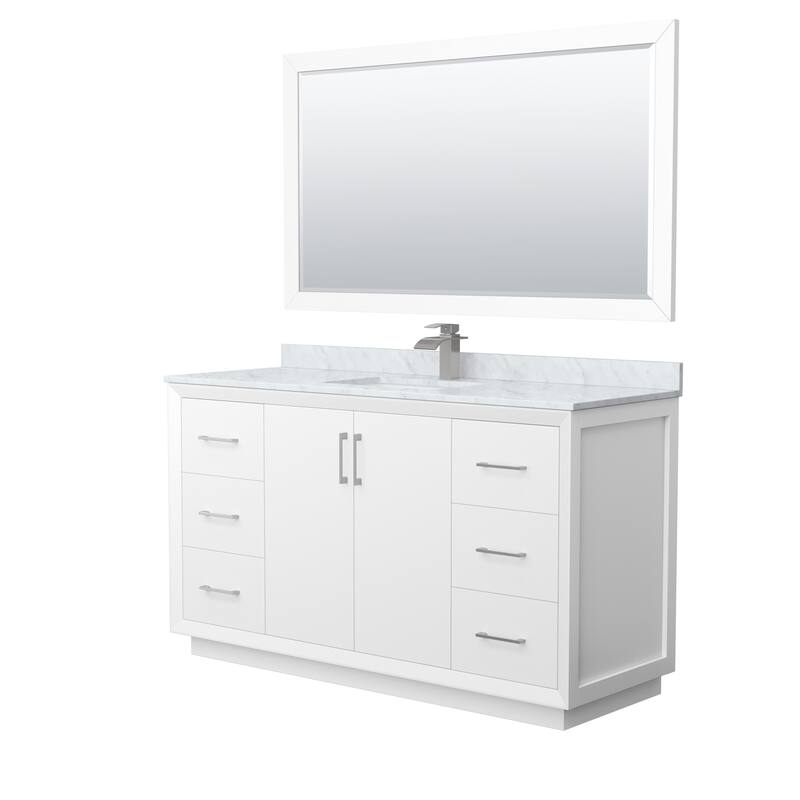 Wyndham Collection WCF414160S-NAT-UNSM58 Strada 60" Free Standing - White / Brushed Nickel Hardware