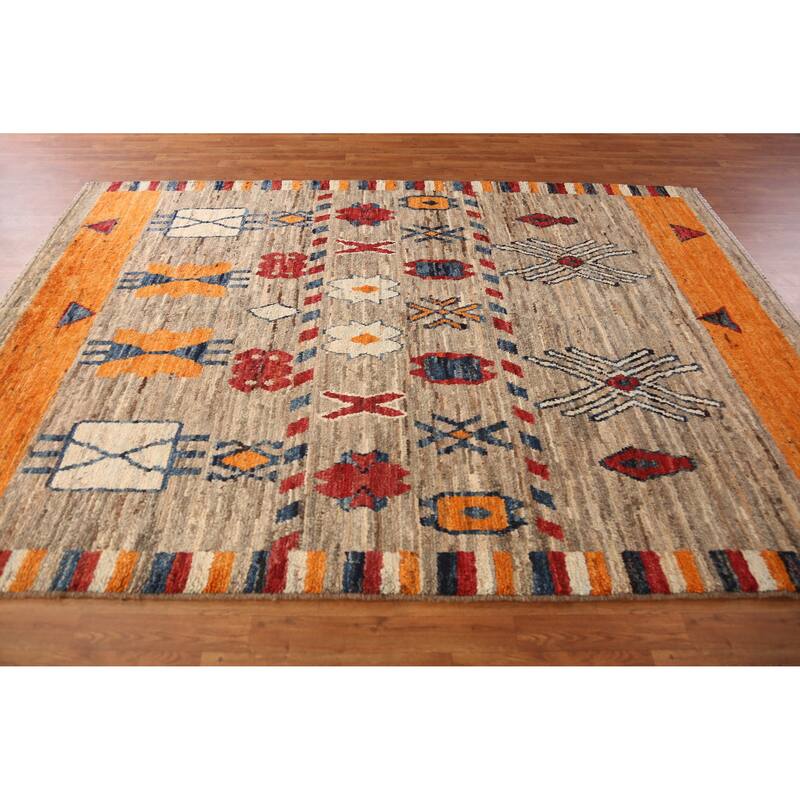 Geometric Moroccan Oriental Area Rug Handmade Wool Carpet - 7'0" x 9'8"