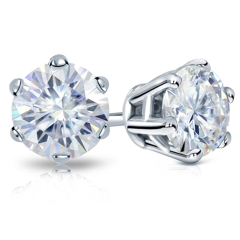 Auriya 14k Gold 3 1/2ctw Round Moissanite Stud Earrings - 7.8 mm