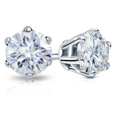 Auriya 1 1/2ctw Round Moissanite Stud Earrings Platinum - 5.9 mm