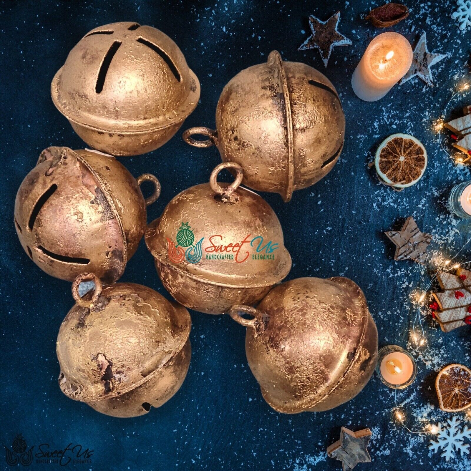 6pcs Antique Sleigh Bells, Rustic Vintage Jingle Bells for Home