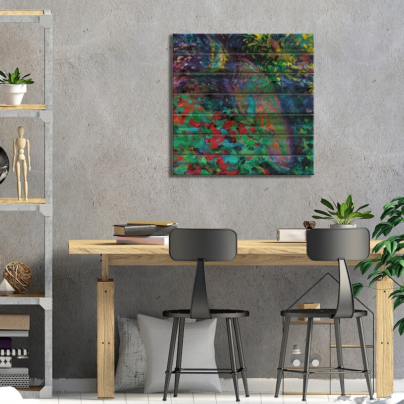 Marine Macaw Print On Wood by Iris Scott - Multi-Color