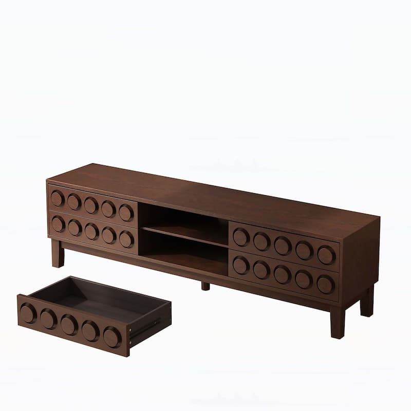 TV Stand for TVs up to 75,with 4 Drawers,Entertainment Center with Spacious Storage and Modern Design