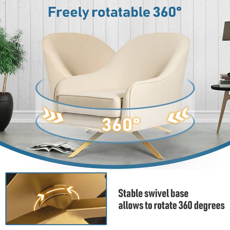 VredHom Modern Swivel Accent Chair with Stainless Steel Legs