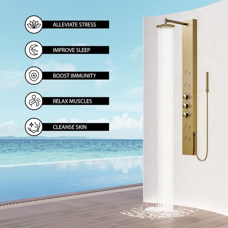 VIGO Ellington 59" H x 6" W 4-Jet Shower Panel with Round Shower Head