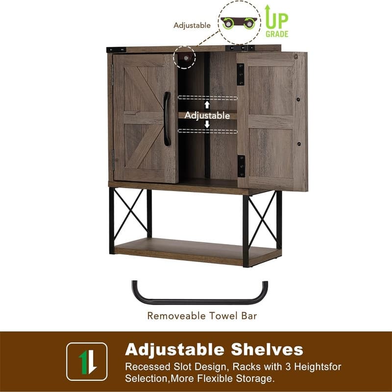 Wood Wall Mounted Storage Cabinet - 7.1"D x 15.3"W x 22.8"H