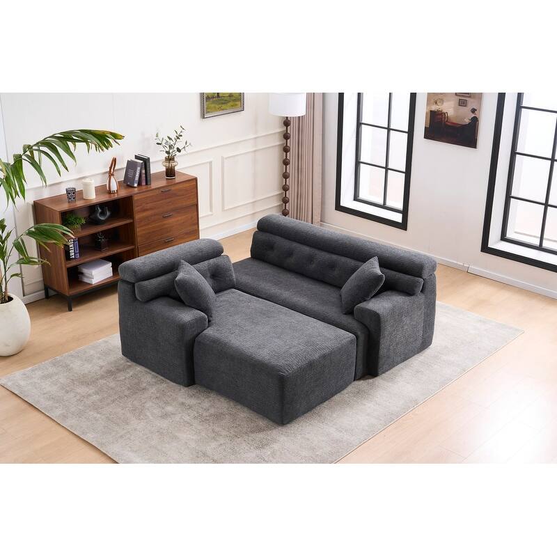 Convertible Chaise Sectional Sofa, Full Compression Sponge L-Shape
