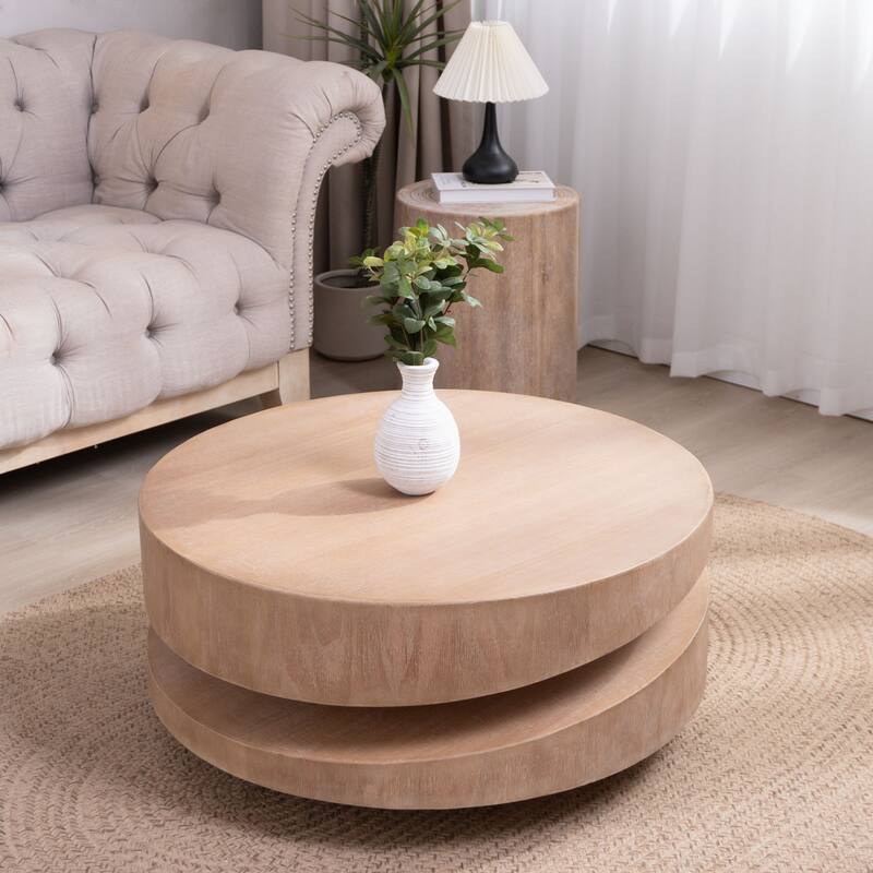 Modern Round Wood Coffee Table - 31.3"