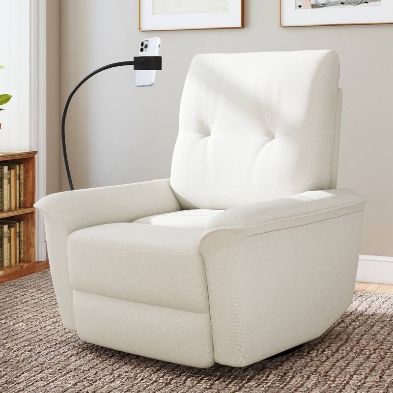 270°Power Swivel Rocker Recliner Chair w/Phone Holder, Electric Glider Reclining Sofa with USB Ports, Power Swivel Glider