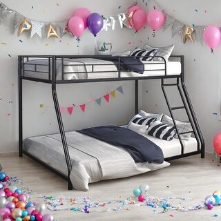 Metal Twin over Full Bunk Bed with Safety Guardrail,Kids Bed Design