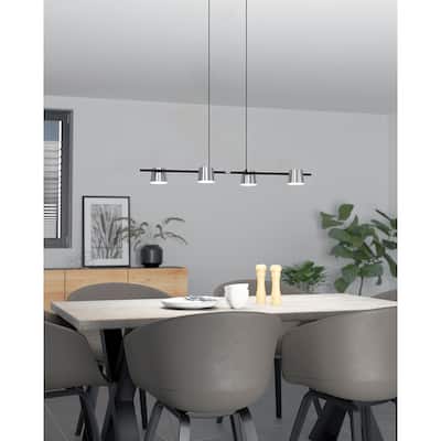 Altamira - 4-Light Linear Pendant - Structured Black Finish - Matte Nickel Shade
