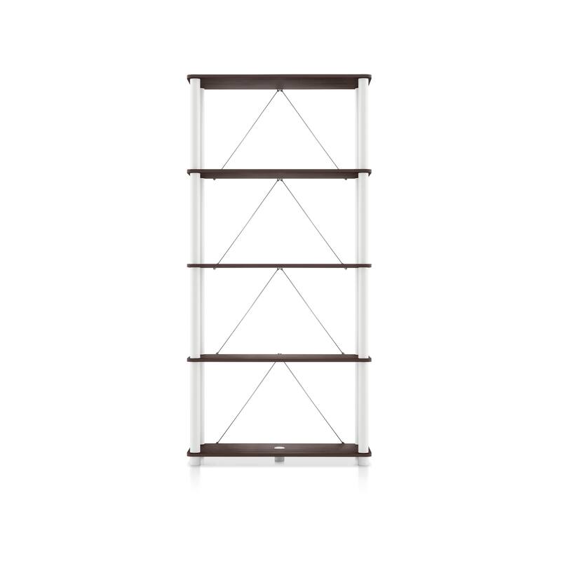 DH BASIC Modern Wood Shelving Unit with storage - Tier Shelves, Cube Ladder Shelf by Denhour