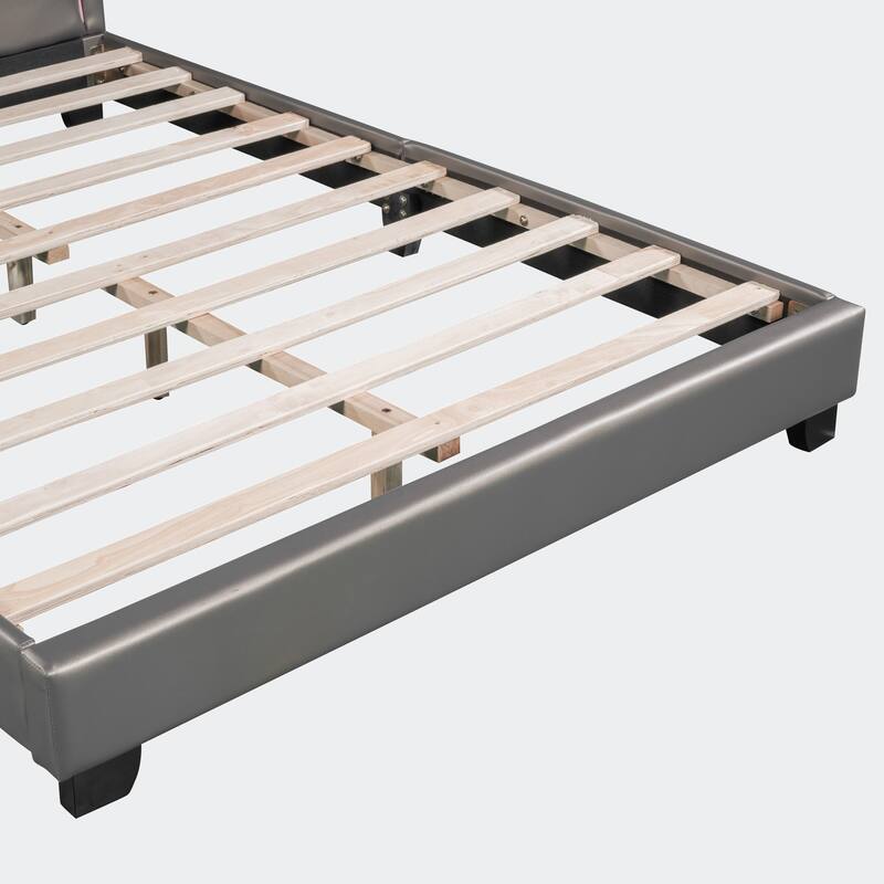 Full Size Upholstered Leather Platform Bed