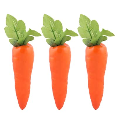 Kitchen Dining Table Decor Artificial Carrot Design Vegetable Mold 3pcs - Orange,Green - 8.3" x 1.8" x 1.2"(L*W*T)