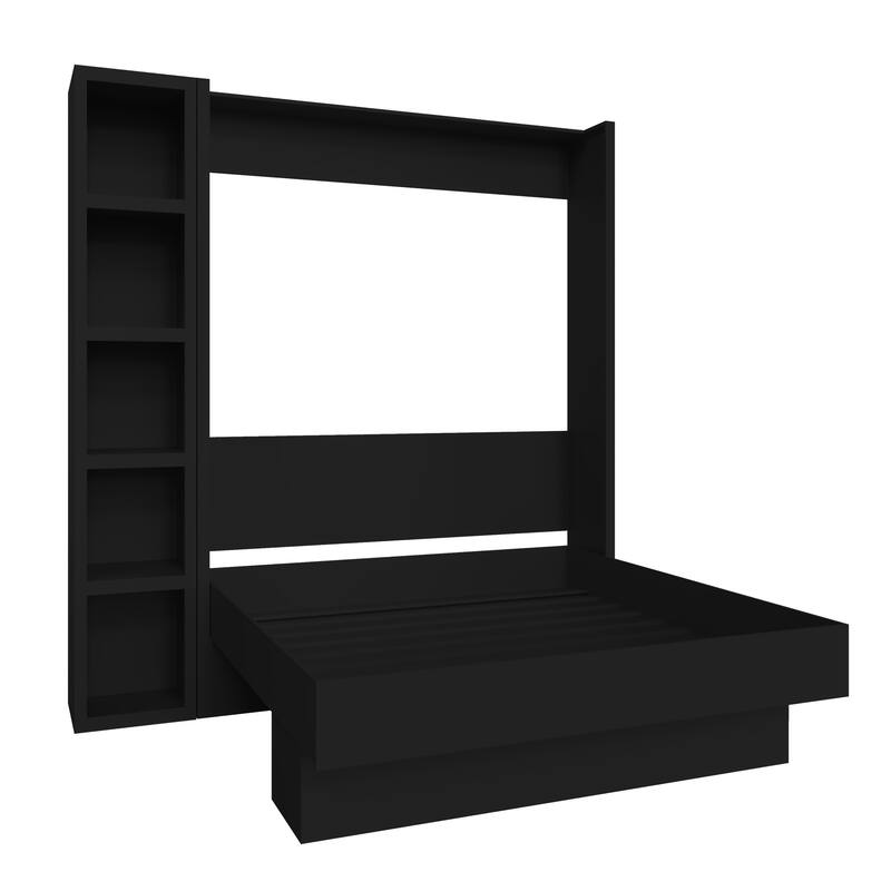 Easy-Lift King Murphy Wall Bed in with Bookshelf