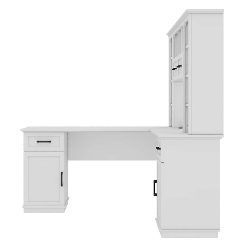 Large Bookcase Desk 2-in-1 Computer Desk L-shape Computer Armoire