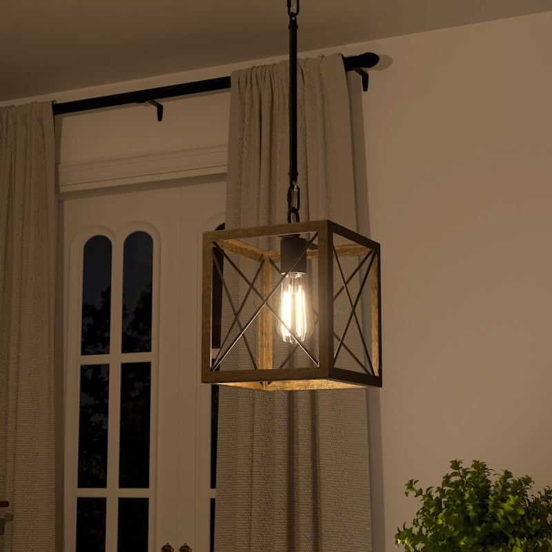 Kiro 1-light Modern Farmhouse Rectangle Pendant Light with UL Certified