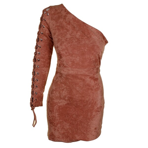 pink suede bodycon dress