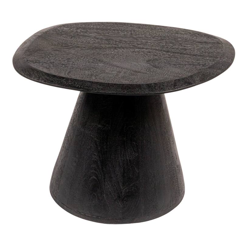 Declan Asymmetrical Mango Wood Accent Table with Conical Base - Black
