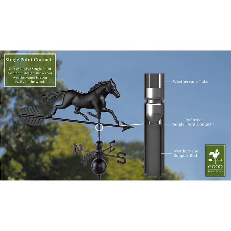 Modern Farmhouse-Inspired Trotting Horse Standard / Full Size Weathervane - Black Finish by Good Directions